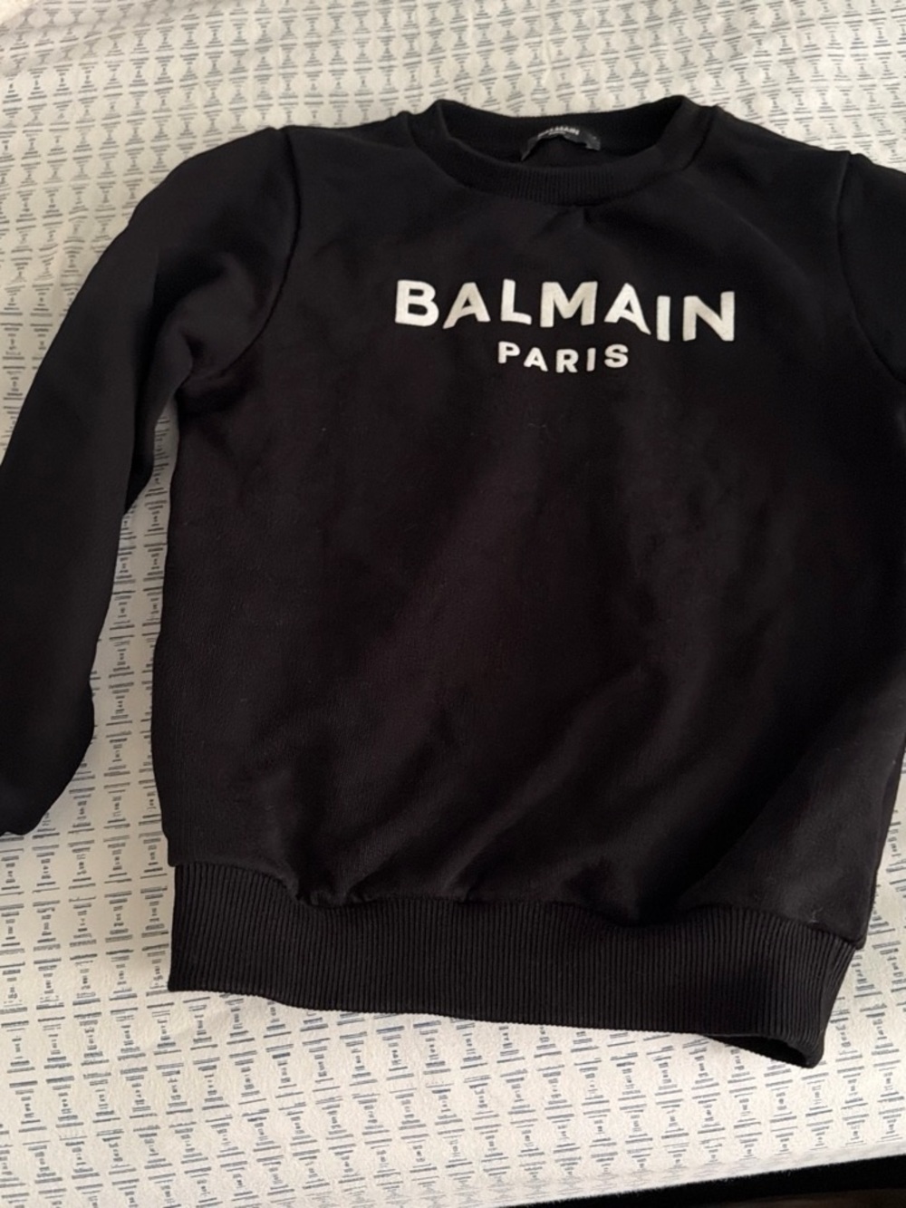 Balmain Black Crewneck Sweater with White Logo